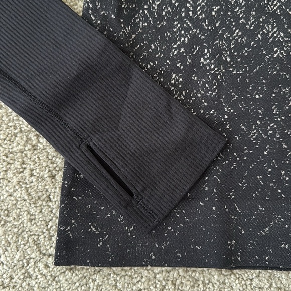 LULULEMON Black Grey Splatter Print Half Zip Run Long Sleeve Top 4 - Picture 3 of 6